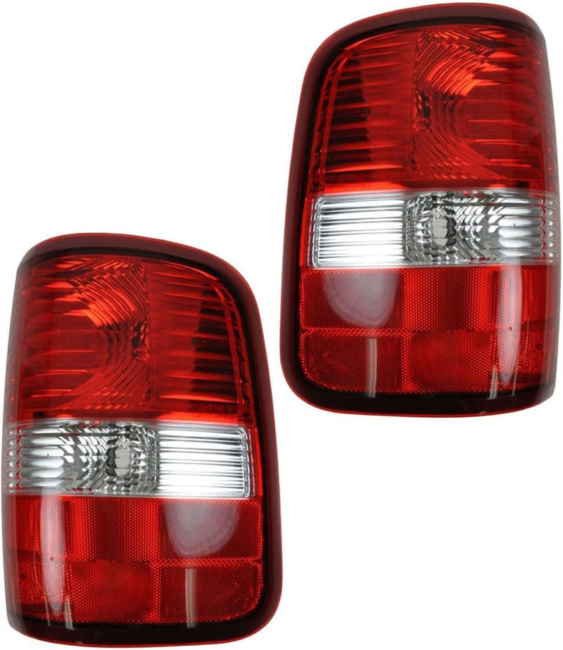 TRQ 2 Piece Driver & Passenger Side Tail Light Assembly Set Compatible with 2004-2008 Ford F150 Truck With Fleetside Bed FO2800182 FO2801182 - Image 2